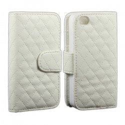 iPhone 4S / 4 Square Flip Leather Wallet Case  (White)